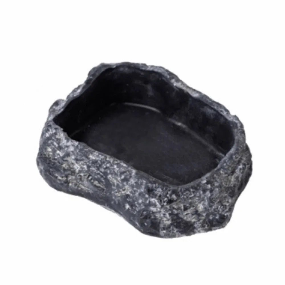 Anti-slip Climbing Pet Food Bowl Easy Clean Realistic Stone Reptile Drinking Water Feeding Tray Safe Durable Reptile Food Bowl