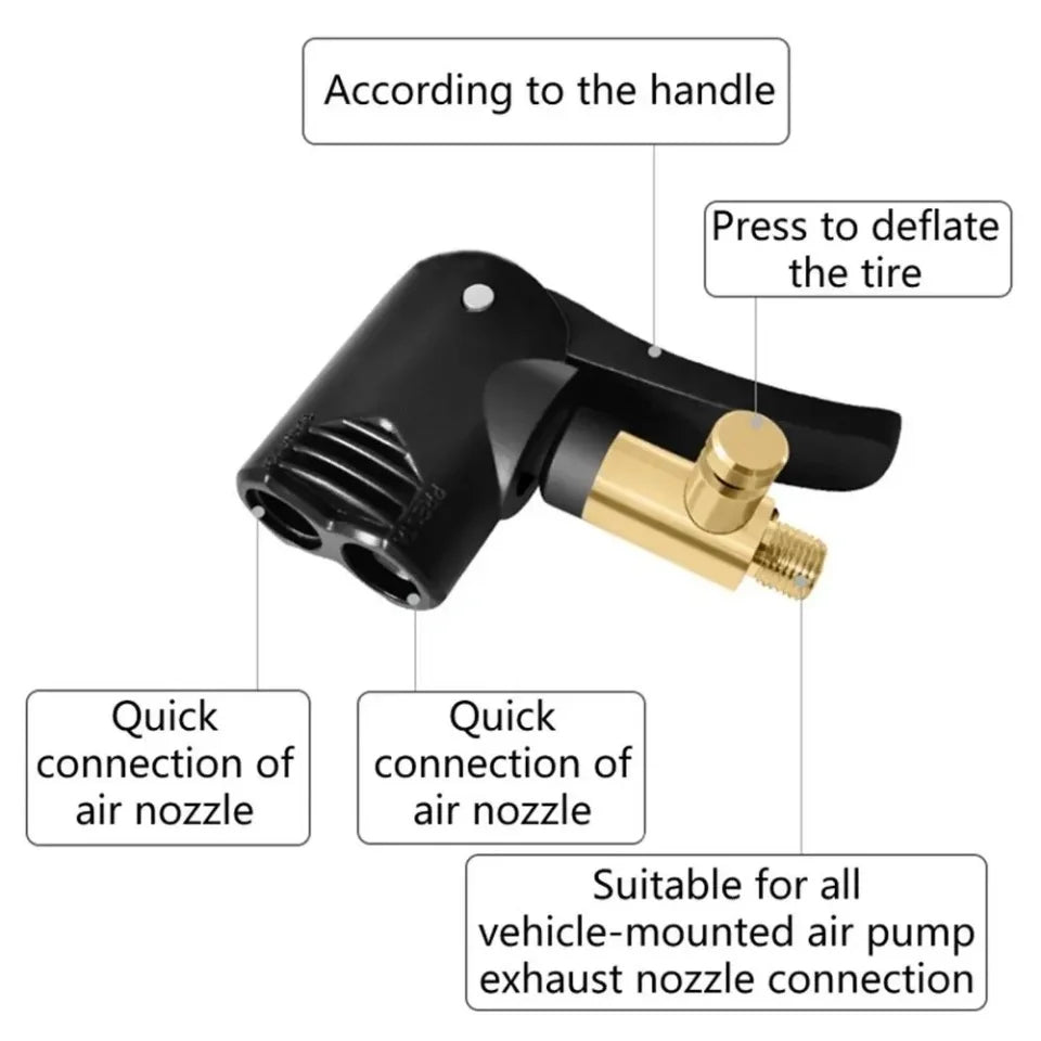 2-in-1 Deflated Schrader/Presta Valve Adapter Portable Tire Air Pump Nozzle Hose Tire Inflator Chuck Inflatable Pump Connector