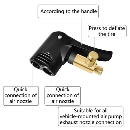 2-in-1 Deflated Schrader/Presta Valve Adapter Portable Tire Air Pump Nozzle Hose Tire Inflator Chuck Inflatable Pump Connector