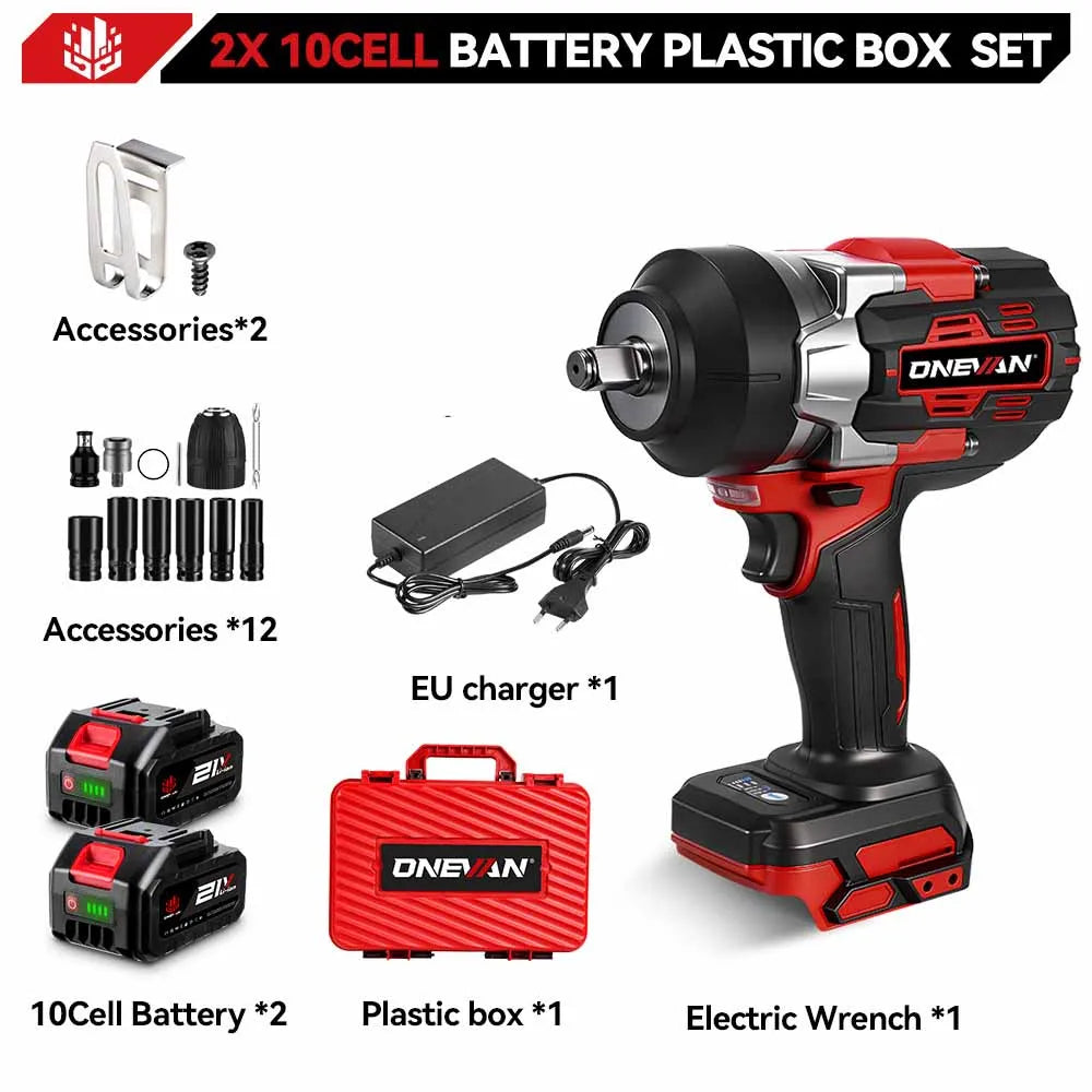 ONEVAN 2800N.M 2800W Brushless Electric Impact Wrench 1/2 Inch Cordless Wrench Screwdriver Power Tool For Makita 18V Battery Pin