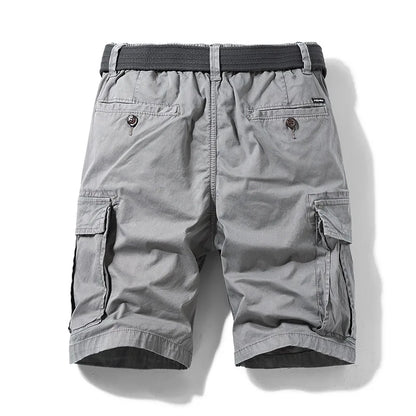 New Summer Men Cotton Multi pockets Cargo Shorts Jogger Loose Pants Man Casual Tooling Shorts Quality Male Shorts Pants NO Belts