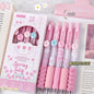 5Pcs Creative Rose Series 0.5mm Gel Pen Set Ultra Soft Silicone Pen Grip Quick-Drying Ink Pen Office Signature Pen