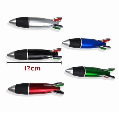 4in1 Color Retractable Rocket Ballpoint Pen 1.0mm Bullet Tip Office School Writing Signature Ball Pens Stationery Black Blue Red
