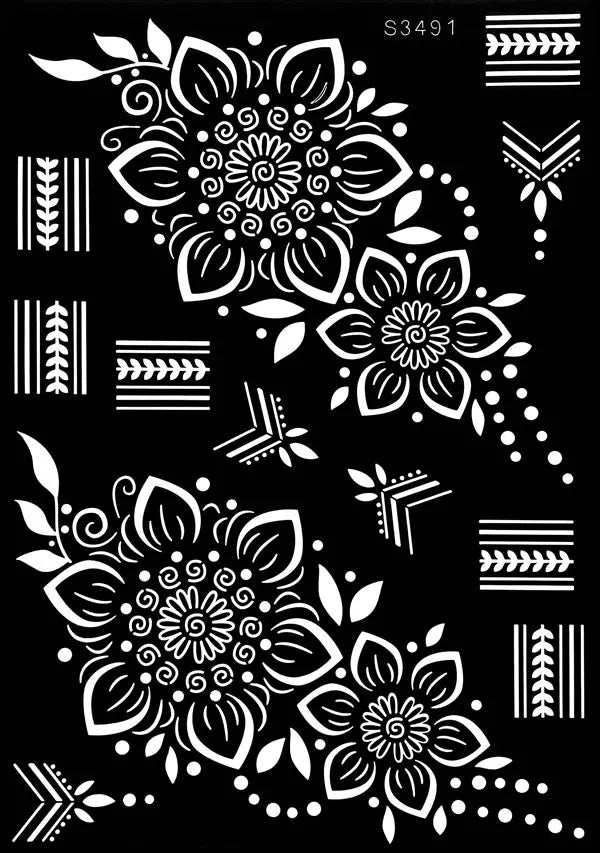Flower Tattoo Stencil Reusable Henna Template for Hand and Body Henna Tattoo Design for Wedding Festival Party Tattoo Tools