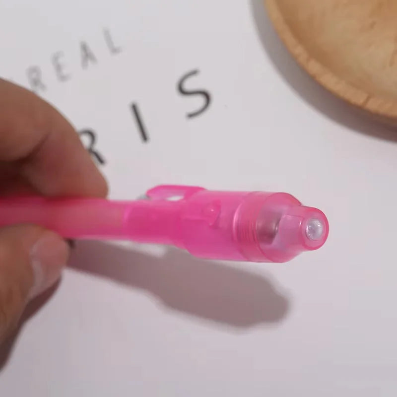 5Pcs 2 in 1 Luminous Light Invisible Ink Pen with UV Light Check Money Light Toy Kids Drawing Secret Magic Pens Fluorescent Pen