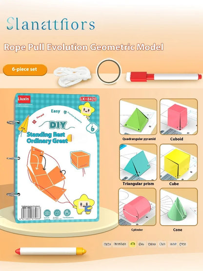 Montessori Educational 3D Geometry Quiet Book Set for Kids - DIY Math Learning Tracing Workbook for Spatial Thinking Training