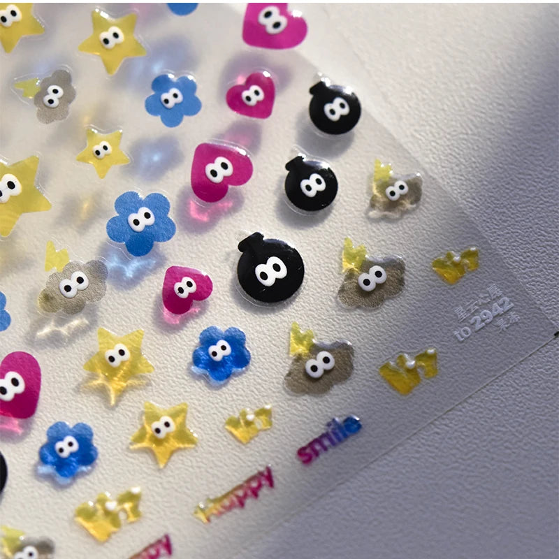 Line Flower Powder Blusher Love Heart High Quality Jelly Series Adhesive Nail Sticker Nail Art Decoration Decals Design T-2830