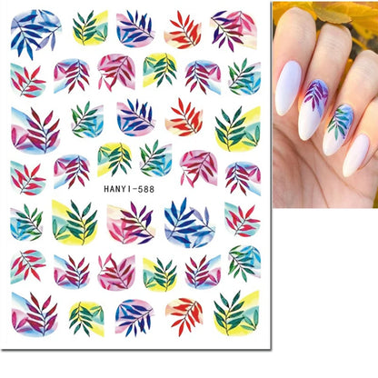 3d Nail Art Decals Elegant White RoyalBlue Roses Flowers Adhesive Sliders Nail Stickers Decoration For Nail Manicure