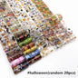 20 Rolls Halloween Nail Foils Gradient Transfer Paper Christmas Nail Art Stickers Stripe Floral Manicure Decals Nails Decoration