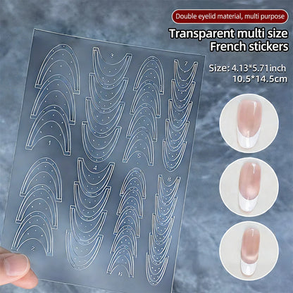 1pcs French Tip Guide Hollow Grid Nails Stencils Decals Self-Adhesive French Lines Nail Stickers Nail French Tips Guide Tools S@