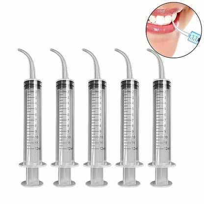 5Pcs Dental Disposable Irrigation Syringe With Curved Tip 12ml For Dentist Use Dental Consumable Tool Oral Teeth Whitening