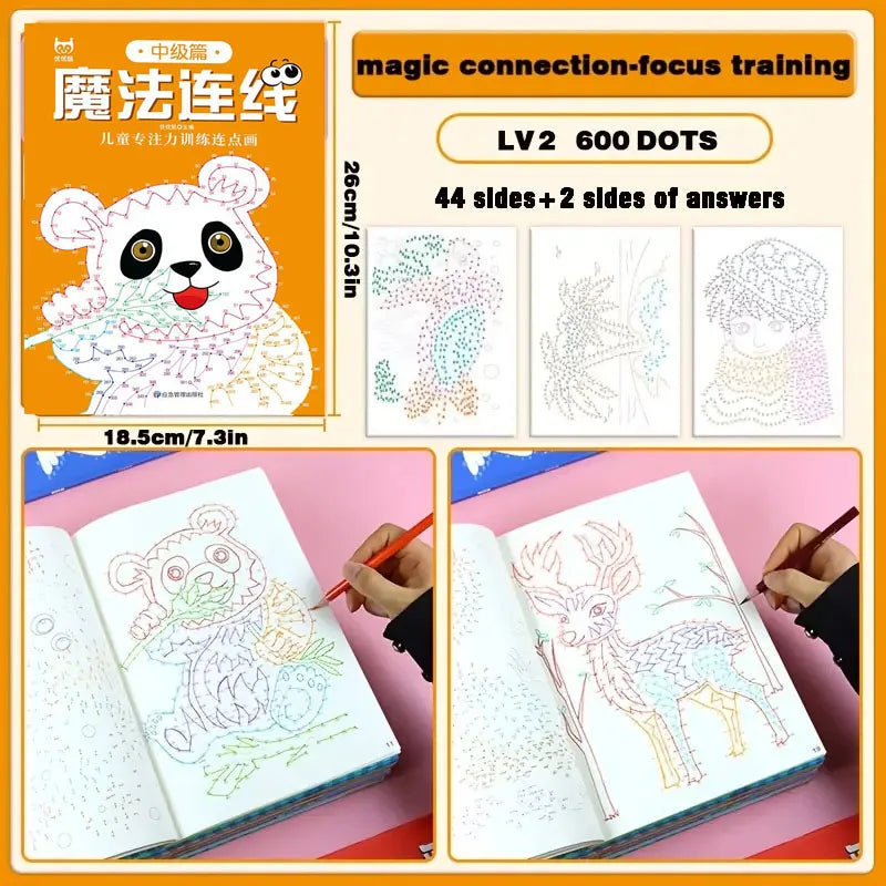 46-Page Advanced Magic Connect-the-Dots Maze Game Book, Focus Training Coloring Pages, Logical Thinking Exercises