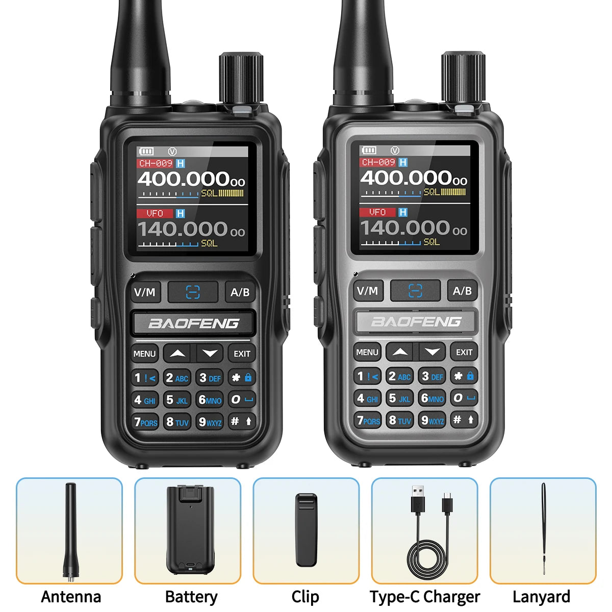 1/2PCS BAOFENG UV-5R Mini Walkie Talkie Dual PTT Wireless Bluetooth Programming Multi-Band Type-C Charge Long Range Ham Radio