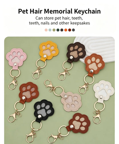 S27 Dog Hair Collector Keychain Leather Pet Memorial Gift Keepsake for Dogs and Cats Fur Storage Pendant Charm Gift Keychain