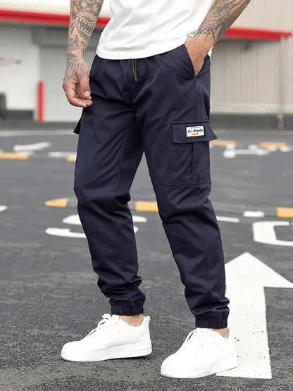 Spring Men's Casual Cargo Pants Men Outdoor Jogging Elastic Waist Drawstring Sweatpants Loose Overalls Trousers Clothing