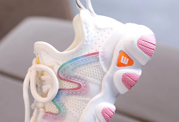 2022 Breathable Toddler Boy Sneakers Stretch Fabric Fashionable Baby Running Shoes Pink School Girl Sports Shoes Sneakers