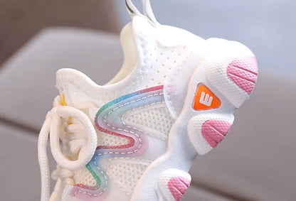 2022 Breathable Toddler Boy Sneakers Stretch Fabric Fashionable Baby Running Shoes Pink School Girl Sports Shoes Sneakers