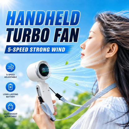 Mini Fan Portable Handheld Fan 5 Speed Wind Speed LED Display Outdoor Foldable/neck Hanging Brushless Silent Fan 2400mah