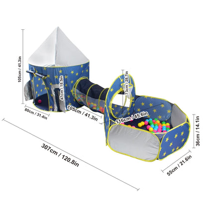 Children's Fun Play Tent, Play Tunnel - Kids' Ball Pool - Yurt, Space Rocket Toy Playhouse, Outdoor Portable Playhouse, Leisure Toy for Pretend Play, Ideal Holiday Gift for Children, Holiday Party Decoration, Ocean Balls Not