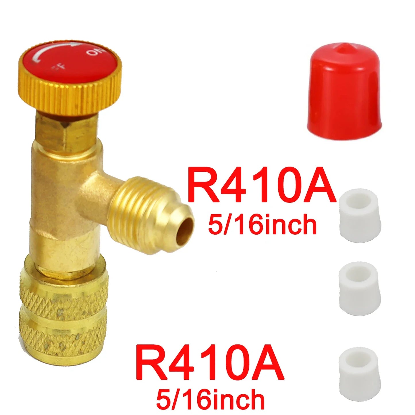 Air Conditioning Refrigerant Safety Valve R410A R22 1/4" 5/16" Refrigeration Charging Safety Liquid Adapter Hand Tool Parts