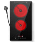 2-Zone Ceramic Hob, 3000W with Child Lock, 9 Heat Levels, 1-99min Timer, Black (CE Certified)