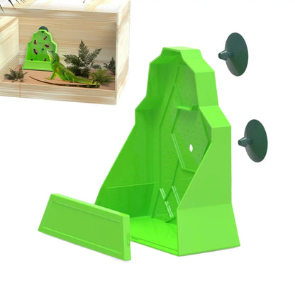 Corner Reptiles Feeder Box With Suction Cups Wall Mounted Terrariums Feeding Dish For Lizards Geckos Pet Reptile Feeder