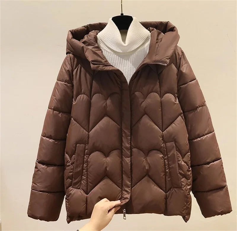 2025 New Style Korean Fashion Winter Jacket Short Down Bread Service Woman Snow Wear Puffer Coats Loose Warm Parkas Hooded Outwe