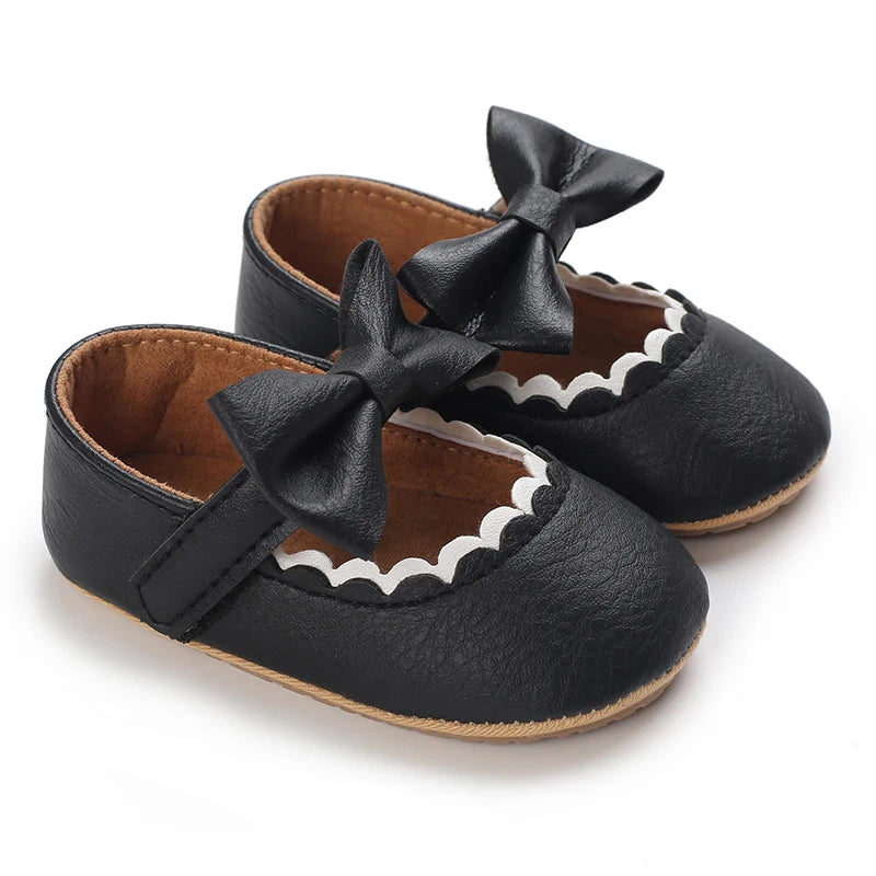 2025Black Fashion Newborn Party Princess Shoes  Boys And Girls' First Step Walking Shoes Rubber Soled Anti Slip Baby Shoes 0-18M