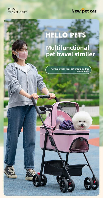 Pet cart Lightweight foldable out Pet cart Small dog cart Separable basket pet carriers and travel gear