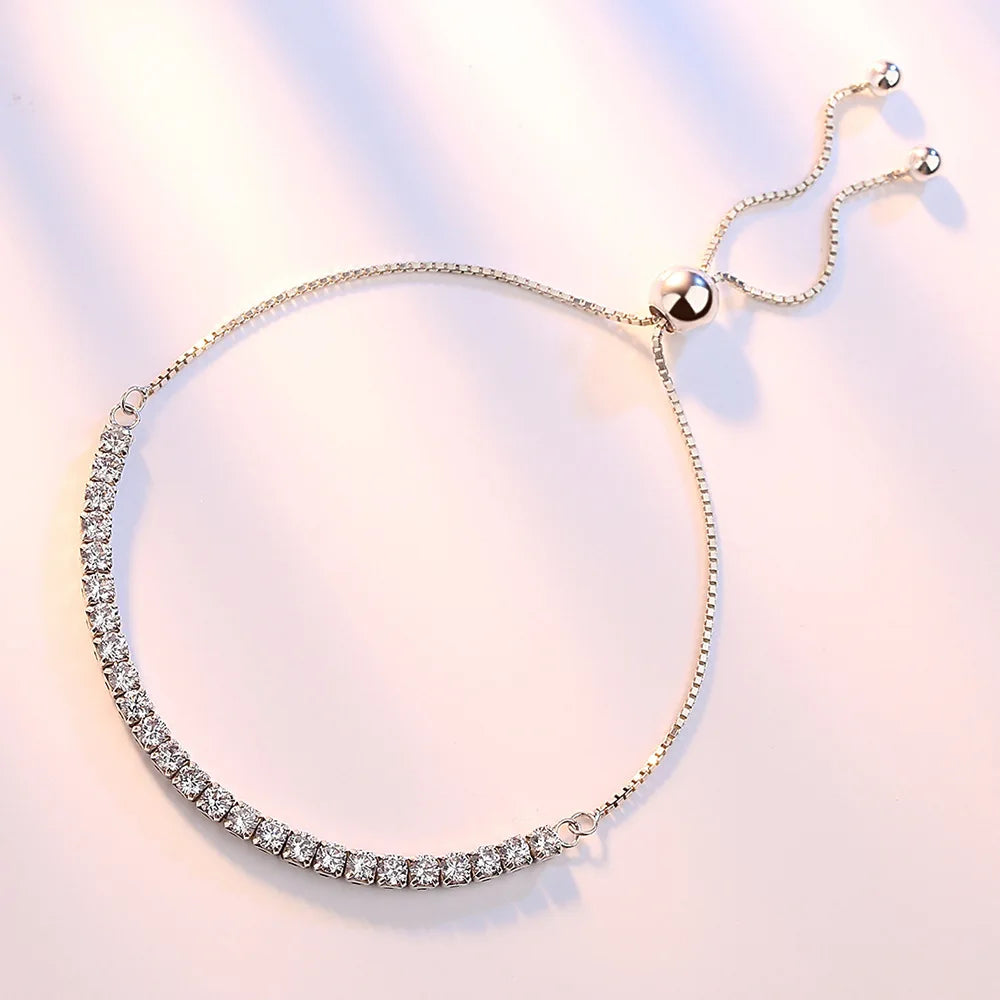 Fine 925 Sterling Silver Bracelet Elegant Zircon Tennis Crystal Chain for Women lady Fashion Noble Engagement Wedding Glam