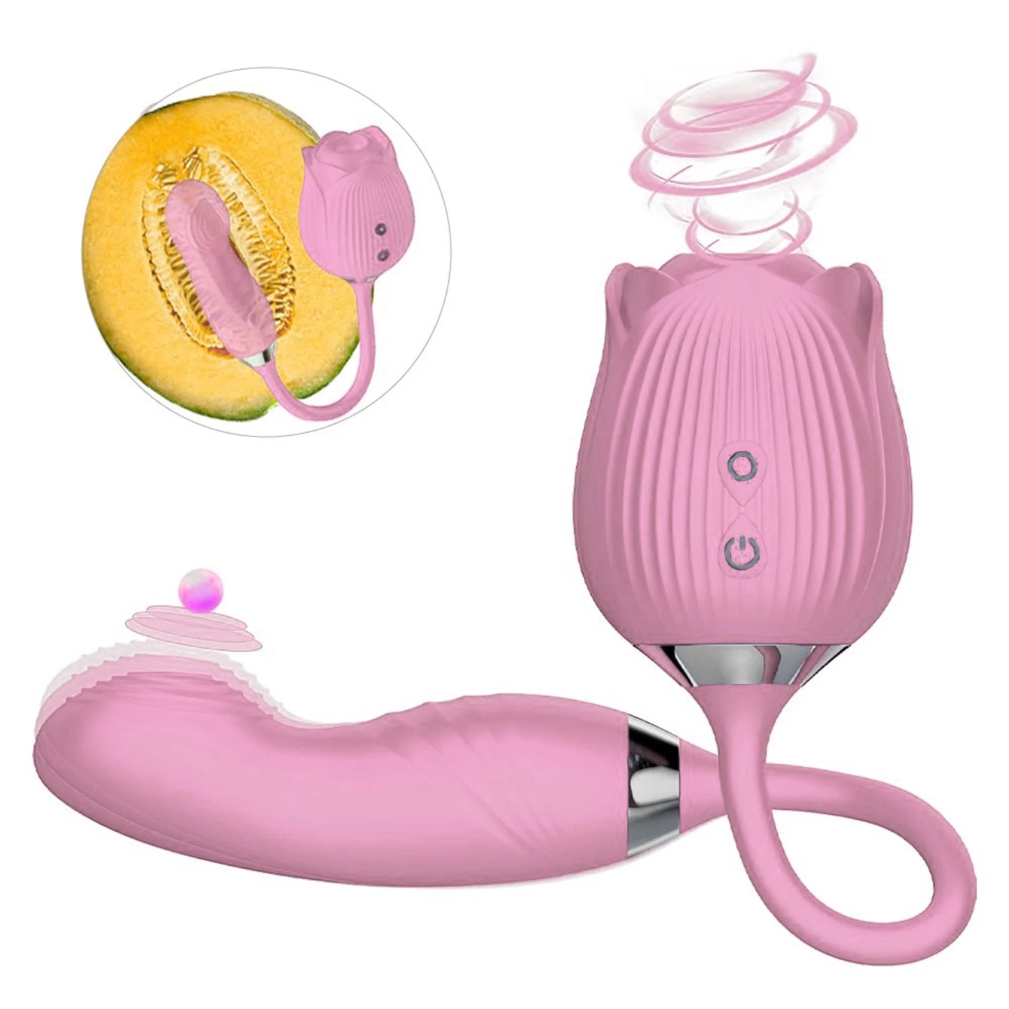 Sexy Adult Female Rose-Sucking Dildo Vibrator Women Nipple Clit Stimulator Vibrating Penetration Vagina Vibrator Erotica Toys