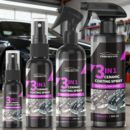 3 in 1 Car Ceramic Liquid Coating Spray Nano Crystal Hydrophobic Layer Polishing Agent High Gloss Paint Protection Wax Car Care