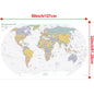 English Map Series-World Map-2019,Decorative Hanging Picture Decor Frameless,Geographical,Tourism/education Tools