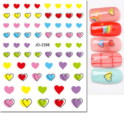 3d Nail Art Stickers Red Black White Love Hearts Stars Clouds French Full Tips Adhesive Nail Decals Slider For Manicure
