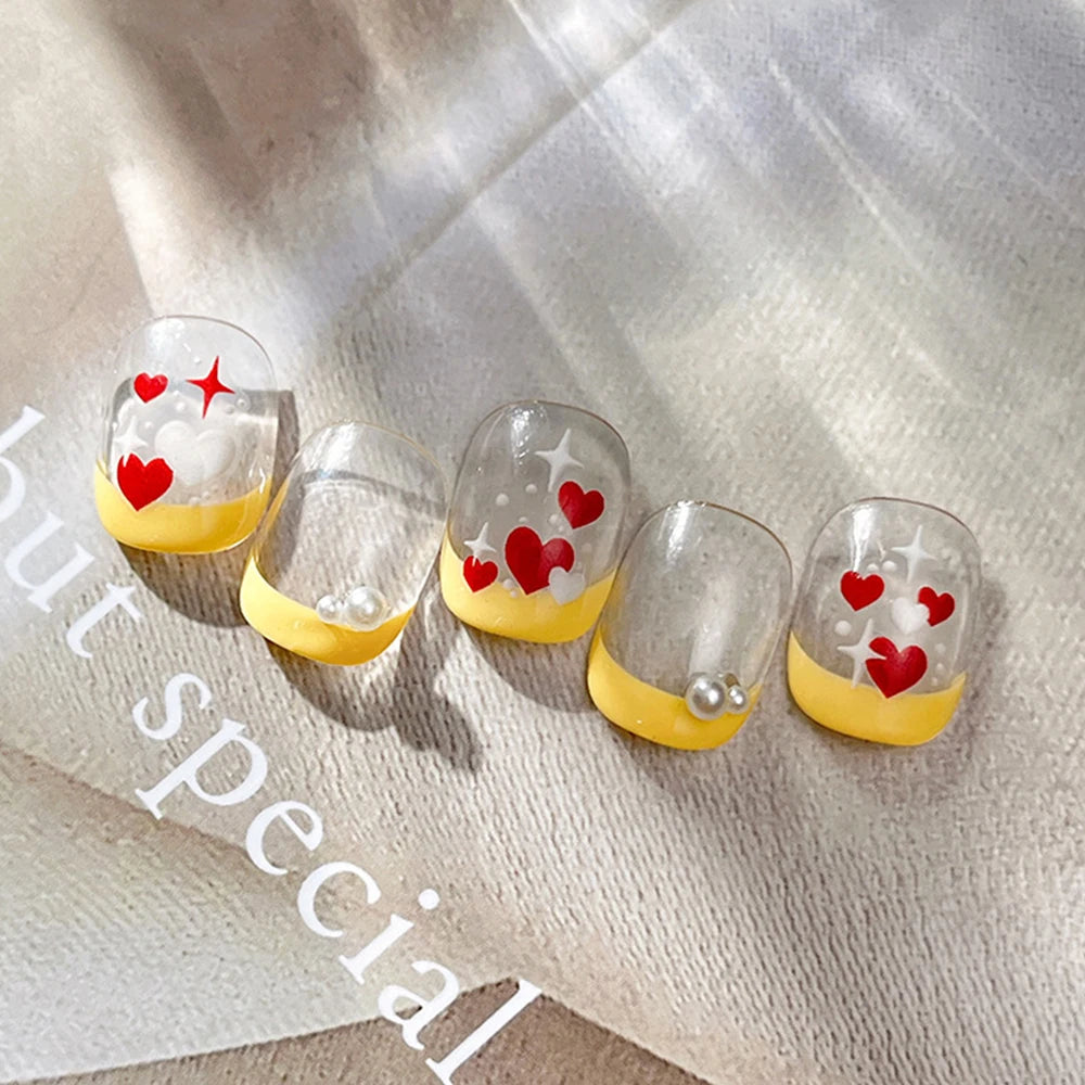 3D Valentine's Day Love Heart Nail Art Sticker Red White Cross Stars Self-Adhesive Nail Decals 8*10cm Kawaii Heart Nail Sticker