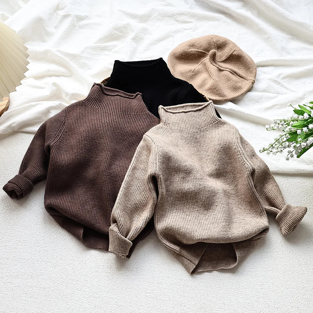 MILANCEL Spring Autumn New Kids Infant Sweaters Turtleneck Boys Pullover Boys Knitwear Girls Base Sweater