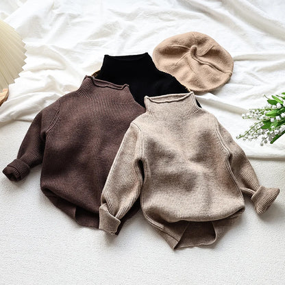 MILANCEL Spring Autumn New Kids Infant Sweaters Turtleneck Boys Pullover Boys Knitwear Girls Base Sweater