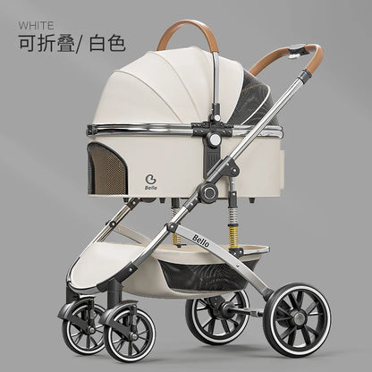 Plant Folding Travel Luxury Pet Stroller For Travel 4 Wheels Trolley Small Dogs & Cats