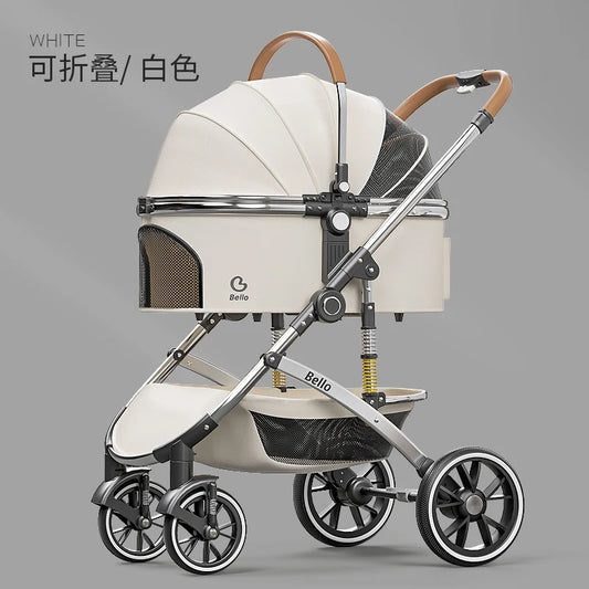 Plant Folding Travel Luxury Pet Stroller For Travel 4 Wheels Trolley Small Dogs & Cats