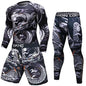 New Men Sports Jiu Jitsu BJJ Suit Gym Fitness Compression Clothes Running Jogging Sport Wear Exercise Workout Rashguard Tights