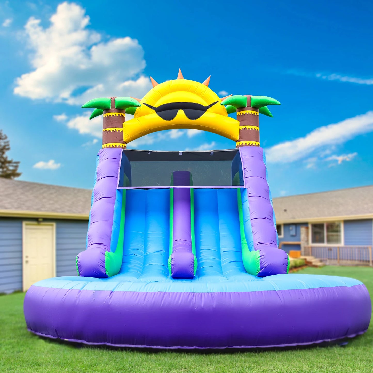 Commerci 7.92m Inflatable Bounce House Water Slide 100% PVC Kids And Adults Playground with 950W Blower for Outdoor Fun