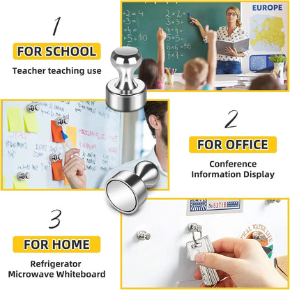 50/1Pcs Metal Strong Magnetic Pushpins Magnets Pin Whiteboard Fridge Thumbtack Power Magnet Sheets Push Pins for Office School