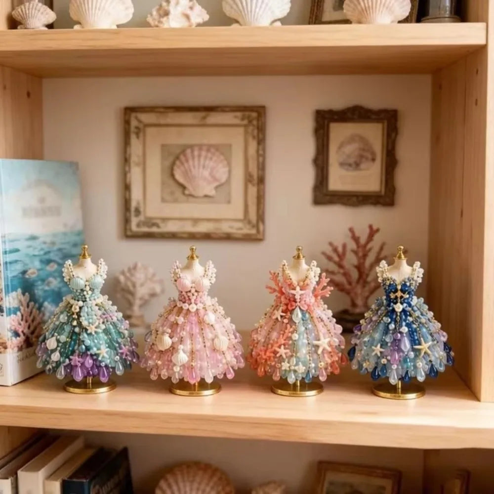 3D Design Beaded Dress Kit Cute Design Tiny Beads Bead Craft Kit Creative Craft Dress Shape Bead Weaving Kit Gift Giving
