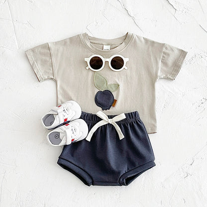 Newborn Summer Baby Clothes 2PCS Infant Toddler Set Fruit Lemon Print Round Neck T-shirt+Shorts Boys Girls Outfit Set 1-3Y