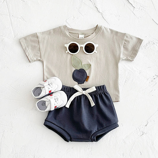 Newborn Summer Baby Clothes 2PCS Infant Toddler Set Fruit Lemon Print Round Neck T-shirt+Shorts Boys Girls Outfit Set 1-3Y
