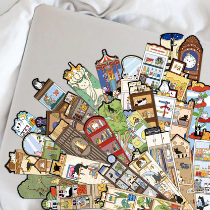 30PCS Cat Scene Bookmark Cartoon Cute Reading Page Book Label Decoration Student Creative Gift DIY