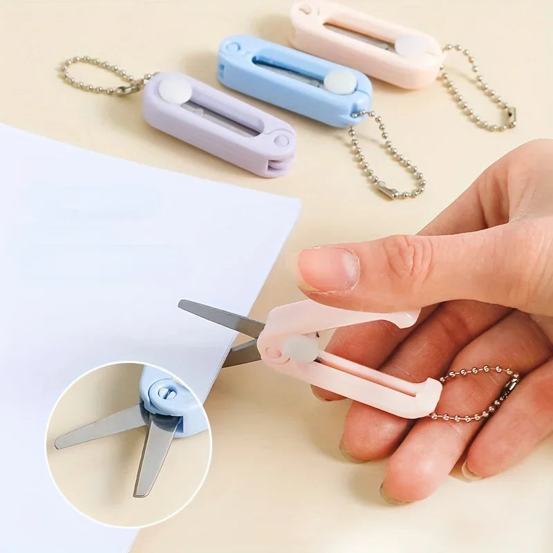 1pc Mini Portable Folding Scissors Creative In Pastel Colors Stainless Steel Paper Cutting Art Projects Office School Supplies