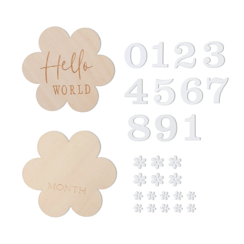 Wooden Baby Month Photography Prop Cloud Shape Record Card Newborn Birthday Gift Milestone Card Souvenir Baby Photo Accessories