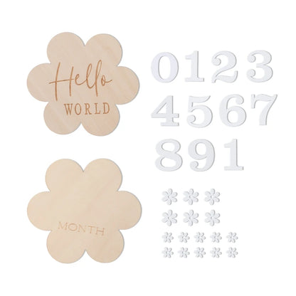 Wooden Baby Month Photography Prop Cloud Shape Record Card Newborn Birthday Gift Milestone Card Souvenir Baby Photo Accessories