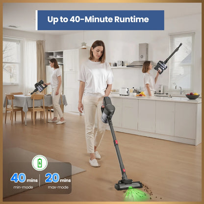 LAMZIEN V8 Cordless Vacuum Cleaner, 45000PA/40Min Runtime, Efficient HEPA Filtration, New Brushless Motor, Self-Standing, Vacuum Cleaners for Home/Pet Hair/Carpets/Floors